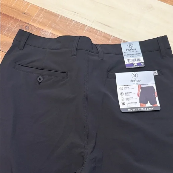 Hurley Black Flat Front Men's Shorts - Picture 3 of 3